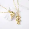 Wholesale Fashion Cute Bear Moon Pendant Plating 18k Gold Micro Inlaid Zircon Copper Necklace