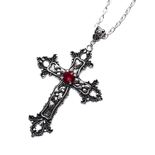 Wholesale Amazon Cross-border Creative Flower Pattern Cross Diamond Necklace Gothic AliExpress Amazon wish Europe and America