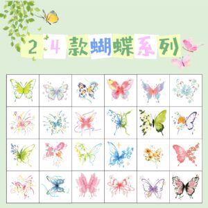 Wholesale Colorful Butterfly Tattoo Sticker Beautiful Flower High-end Sense Ins Girly Heart Collarbone Arm Waterproof Long-lasting Tattoo Sticker