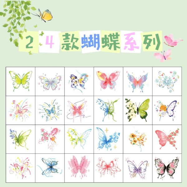 Wholesale Colorful Butterfly Tattoo Sticker Beautiful Flower High-end Sense Ins Girly Heart Collarbone Arm Waterproof Long-lasting Tattoo Sticker
