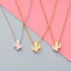 Wholesale Fashion Cactus Stainless Steel Plating Pendant Necklace