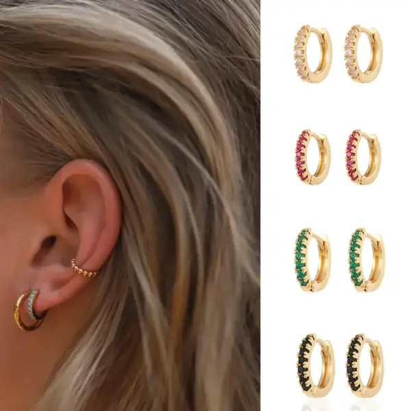Wholesale Women's Simple Style Solid Color Copper Earrings Inlaid Zircon Zircon Copper Earrings