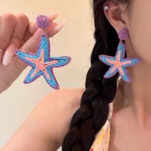 Pink and purple starfish earrings
