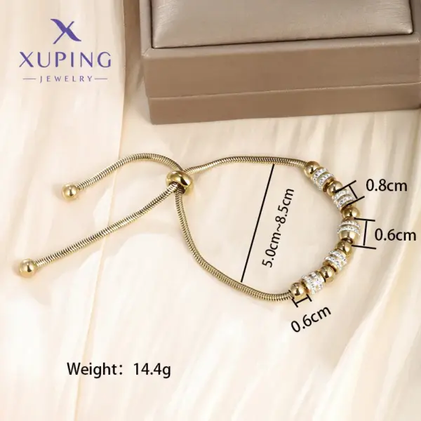 Wholesale XUPING Streetwear Cross 304 Stainless Steel 18K Gold Plated Artificial Gemstones Artificial Pearls Bracelets In Bulk