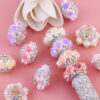 Wholesale 3D simulation rose drill chain flat bead flower ball can wear straight hole beads DIY mobile phone chain key chain bag chain accessories