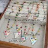 Wholesale Jewelry Artistic Heart Shape Copper 18K Gold Plated Asymmetrical Printing Pendant Necklace Beaded Chain