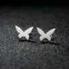 PVD Coated 18K Gold Real Gold Plated Heart Shape Butterfly 304 Stainless Steel Sweet Simple Style Artistic Waterproof Non Tarnish Ear Studs