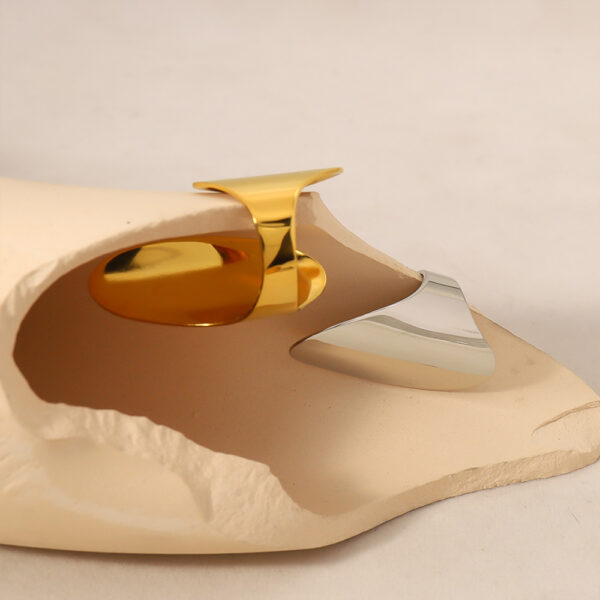 Wholesale Irregular geometric open ring gold-plated titanium steel ring