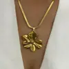 18K Gold Plated 316L Stainless Steel Flower Waterproof Non Tarnish Surgical Steel Exaggerated Snake Chain Pendant Necklace For Women's