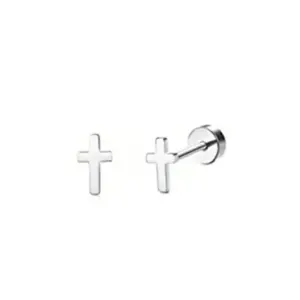 Silver / One Size / Cross stud earrings