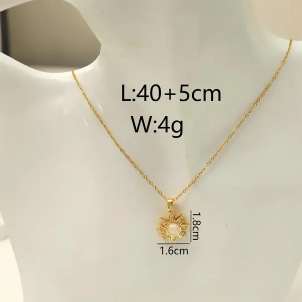 Wholesale Jewelry Beach Simple Style Commute Flower Titanium Steel Resin Zircon 18K Gold Plated Inlay Earrings Necklace