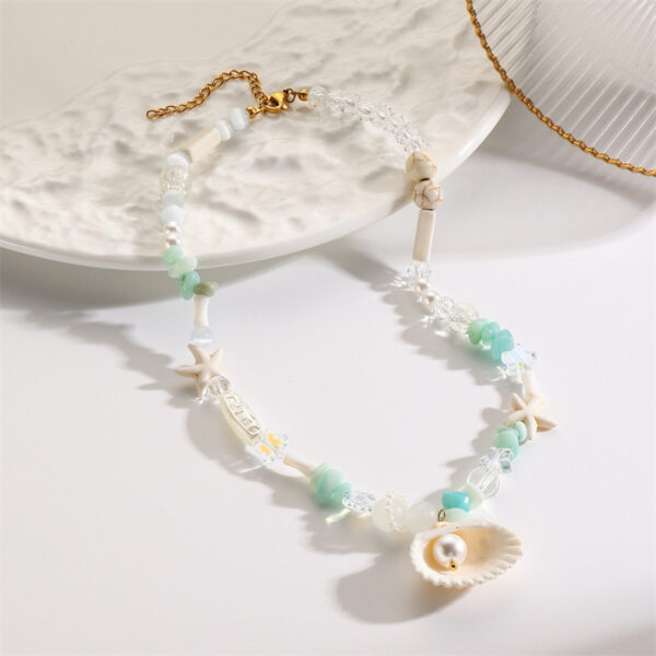 Wholesale Summer Beach Jewelry Starfish Series Pearl Starfish Conch Shell Necklace Women's Multi-element Beaded Crystal Necklace