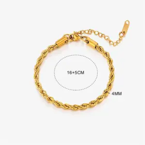 【YXC338】4mm Braided Chain Bracelet / Gold