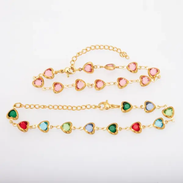 Wholesale Jewelry Elegant Classic Style Heart Shape 304 Stainless Steel Plating Bracelets Anklet Necklace