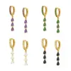 Wholesale Fashion Water Droplets Plating Metal Artificial Gemstones Earrings