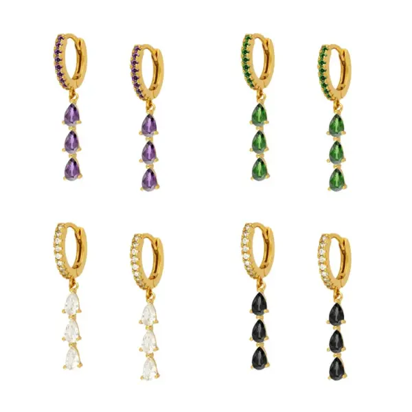 Wholesale Fashion Water Droplets Plating Metal Artificial Gemstones Earrings