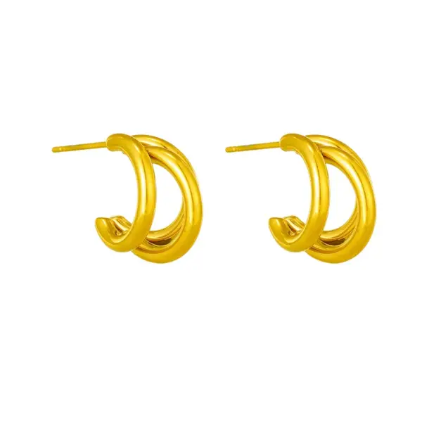Wholesale Elegant Solid Color Titanium Steel Plating Ear Studs 1 Pair
