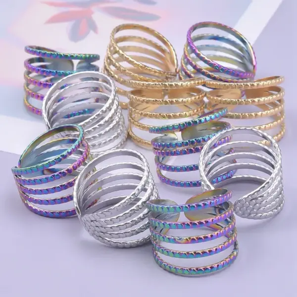 Wholesale Jewelry Classic Style Solid Color 304 Stainless Steel 18K Gold Plated Asymmetrical Polishing Rings