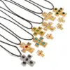 Wholesale PVD Coated Real Gold Plated 18K Cross 304 Stainless Steel Simple Style Classic Waterproof Non Tarnish Pendant Necklace