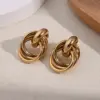 Wholesale Electroplating Golden Plated Round Oval Heart Shape 304 Stainless Steel IG Style Casual Vacation Polishing Plating Ear Studs