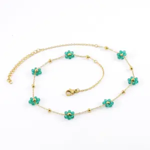 Green-Necklace / 18k gold plating