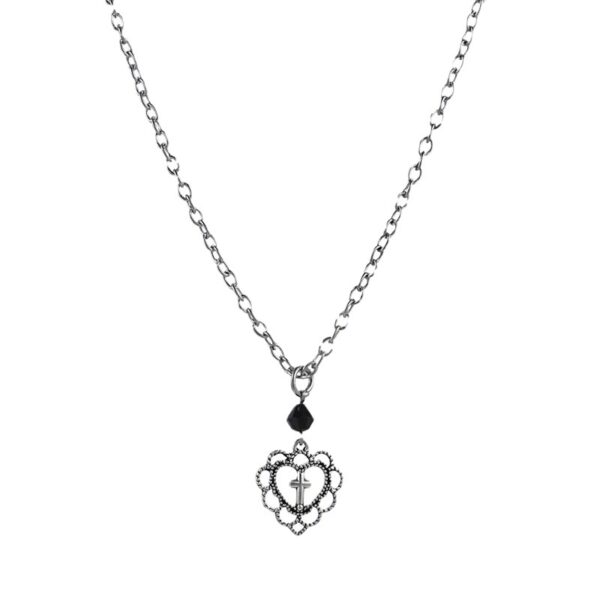 oly-514598962e4e401c48d985529a0b6e3c Wholesale Gothic punk style hollow heart-shaped cross pendant necklace factory direct sales