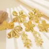 Wholesale 1 Pair Retro Simple Style Heart Shape Flower Sector 304 Stainless Steel Ear Studs