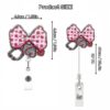 Wholesale Cross-border new glitter acrylic bow stethoscope telescopic easy-pull buckle creative medical nurse badge clip