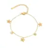 Wholesale Ins Style 304 Stainless Steel Four-Leaf Clover Heart Inlaid Diamond Starfish Evil Eye Minimalist Style Light Luxury Vacuum Electroplated 18K Real Gold Bracelet