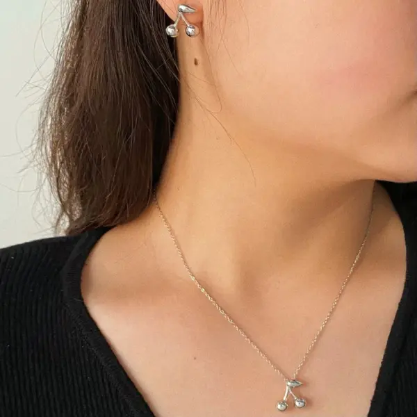 PVD Coated Real Gold Plated 16K White Plating Cherry 304 Stainless Steel Casual Modern Style Sweet Waterproof Non Tarnish Ear Studs