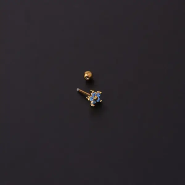 Copper Artificial Gemstones Ear Cartilage Rings & Studs Flower Waterproof Non Tarnish Surgical Steel