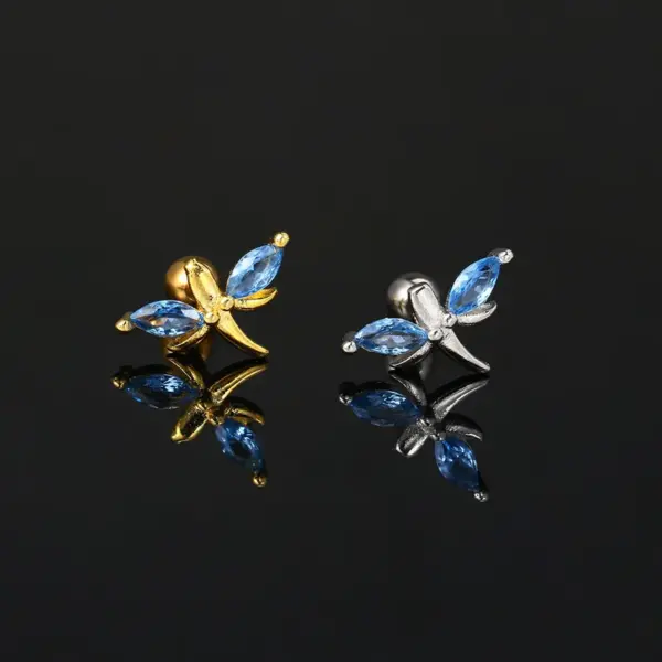 Wholesale 1 Piece Simple Style Classic Style Geometric Butterfly Inlay Copper Zircon Ear Studs