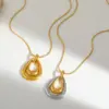 Wholesale Simple Design Stainless Steel 18K Gold Plated Waterdrop Pendant Necklace For Women Casual Romantic Commute Beach Daily Wear