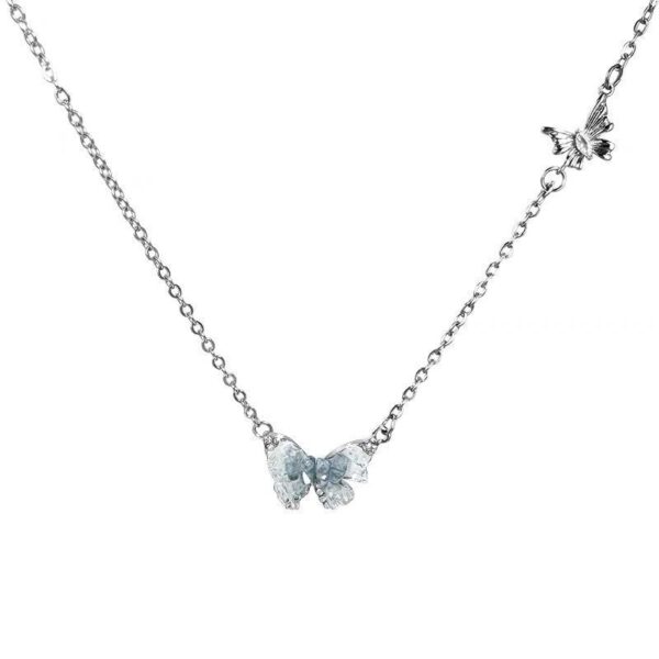 oly-514f942e69599990a906e210abb71a33 Wholesale Ice Crystal Gradient Pearl Butterfly Tassel Necklace Women's Ins Summer Exquisite High-grade Clavicle Chain Sweet Cool Girl Necklace