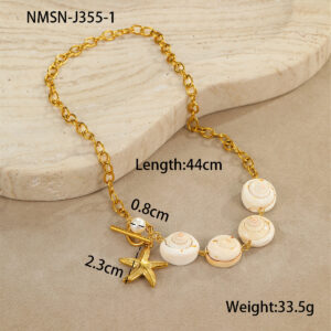 Nmsn-j355-1 round shell necklace / 18K