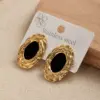 Wholesale Trendy Square 201 Stainless Steel Floral Oval Earrings Fashionable Casual Modern Style Acrylic Embedded Daily Wear For Women