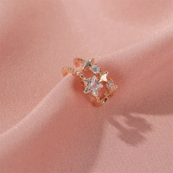 Wholesale Ear Cartilage Rings & Studs Fashion Star Copper Plating Artificial Gemstones