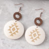 Wholesale Cross-border Bohemian Cactus Sun Aztec Pattern Wood Laser Disc Stitching Earrings
