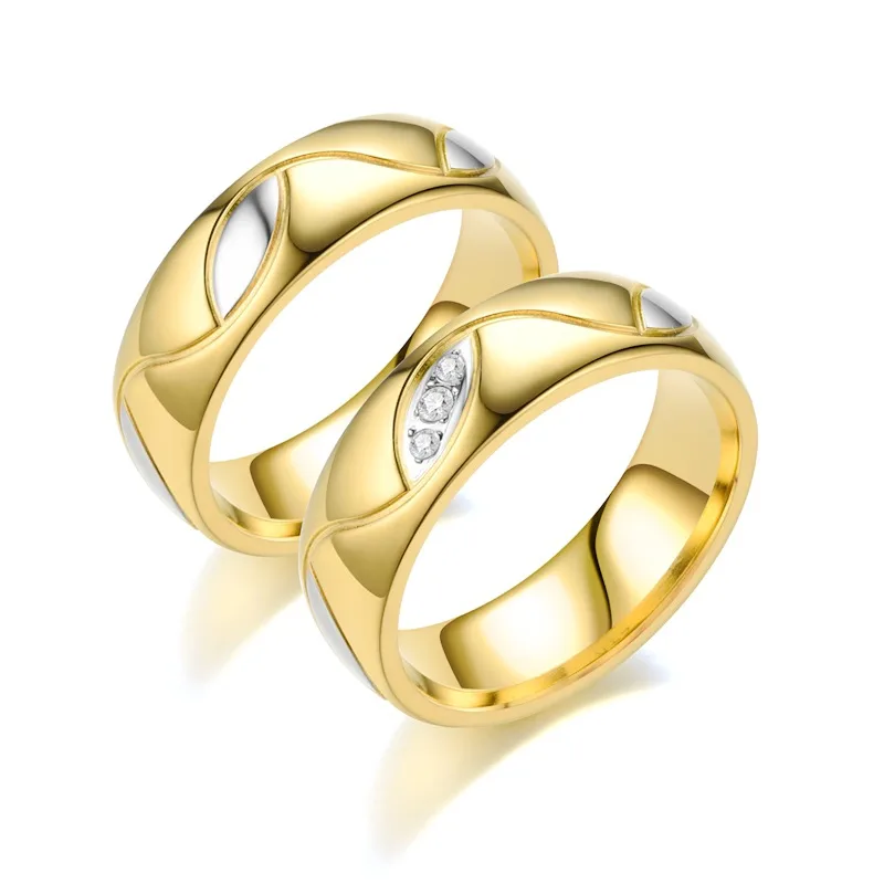 Wholesale Real Gold Plated 201 Stainless Steel PVD Coated Geometric Waterproof Non Tarnish For Couple