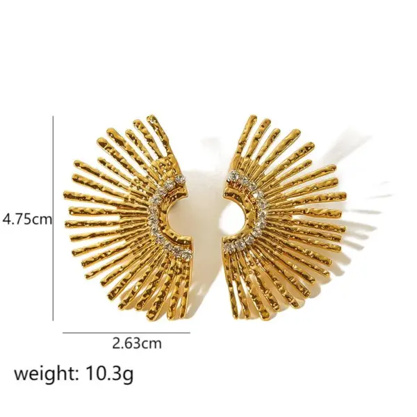 Wholesale PVD Coated Real Gold Plated 18K Gold Sector 304 Stainless Steel Elegant Retro Waterproof Non Tarnish Ear Studs
