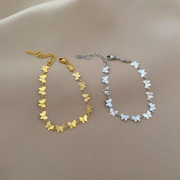 Wholesale Electroplating Golden Plated Butterfly Titanium Steel Classic Style Commute Titanium Steel Bracelets