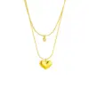 Wholesale Jewelry Basic Heart Shape 304 Stainless Steel Rhinestones 18K Gold Plated Gold Plated Stainless Steel Necklaces