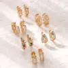 Copper Geometric PVD Coated Real Gold Plated IG Style Elegant Waterproof Non Tarnish Hoop Earrings