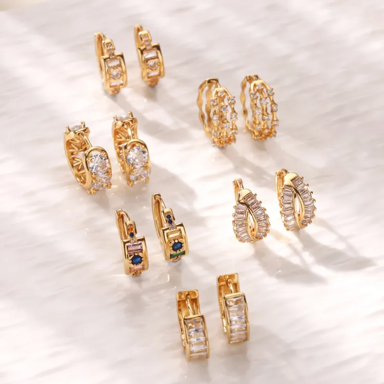 Wholesale Copper Geometric PVD Coated Real Gold Plated IG Style Elegant Waterproof Non Tarnish Hoop Earrings