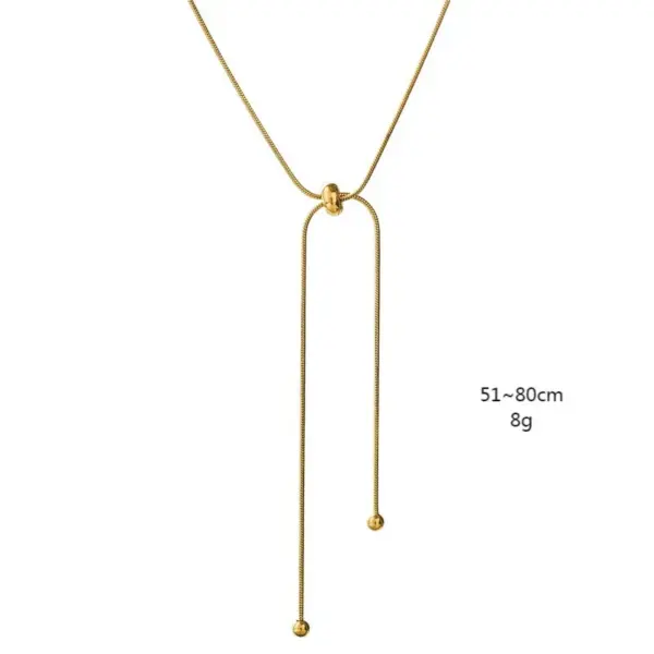 Simple Drawstring Necklace Round Beads Design 304 Stainless Steel Necklace