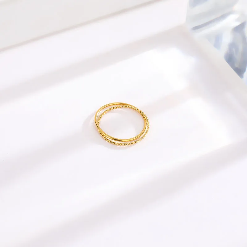Wholesale Vacuum Plating PVD Coated Real Gold Plated 18K Gold Solid Color 304 Stainless Steel Simple Style Waterproof Non Tarnish Rings