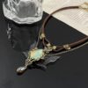 oly-516cc7f2385195ac85c7d098c0701a58 Wholesale Maillard Butterfly Tassel Leather Two-piece Lockbone Chain Women's Trendy Cool Fashion Niche Light Luxury Design Sense Necklace Trendy