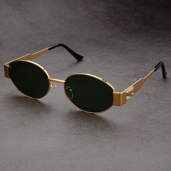 Wholesale Retro Old Money Style Metal Oval Sunglasses Sun Protection High-Level Small Frame Hong Kong Style Concave Style Arc de Triomphe Sunglasses