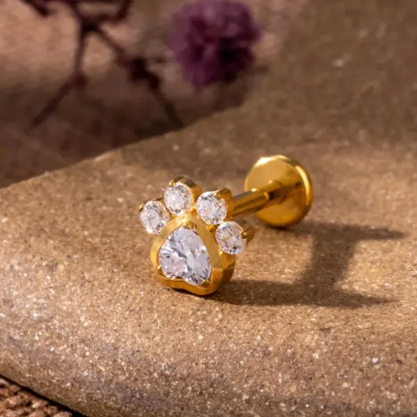 Wholesale 1 Piece Ear Cartilage Rings & Studs IG Style Vintage Style Geometric Flower Bow Knot Pure Titanium Plating Inlay Zircon