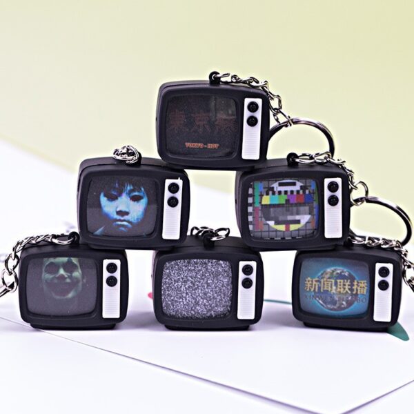 Wholesale Horror Atmosphere Mini Tv Car Keychain Pendant Simulation Tv Personalized Luggage Pendant